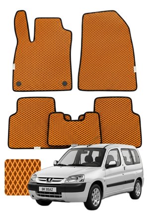 Peugeot Partner 1996-2008 Özelleştirilebilir Premium Eva Oto Paspas Seti - Turuncu