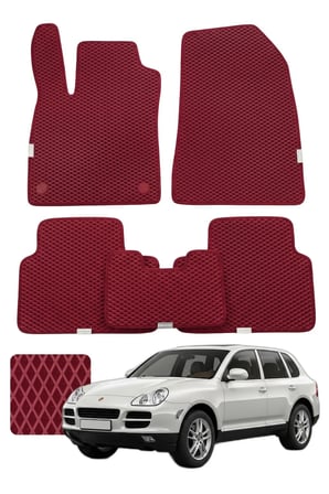 Porsche Cayenne 2002-2010 Özelleştirilebilir Premium Eva Oto Paspas Seti - Bordo