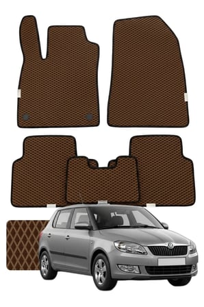 Skoda Fabia 2007-2014 Özelleştirilebilir Premium Eva Oto Paspas Seti - Kahverengi
