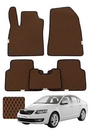 Skoda Octavia 2012-2020 Özelleştirilebilir Premium Eva Oto Paspas Seti - Kahverengi