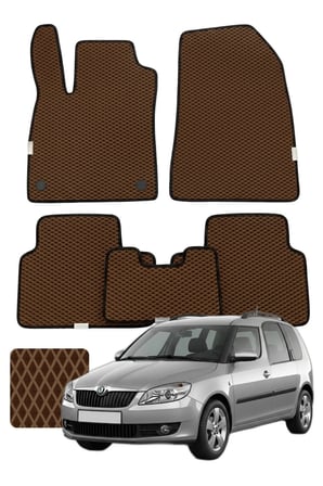 Skoda Roomster 2006-2015 Özelleştirilebilir Premium Eva Oto Paspas Seti - Kahverengi
