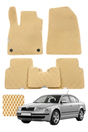 Skoda Superb Sedan 2001-2008 Özelleştirilebilir Premium Eva Oto Paspas Seti - Bej