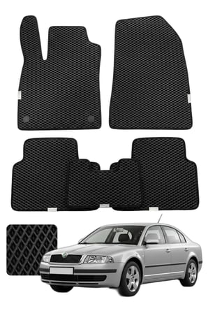 Skoda Superb Sedan 2001-2008 Özelleştirilebilir Premium Eva Oto Paspas Seti - Siyah