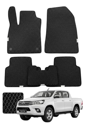 Toyota Hilux 2015 ve sonrası Özelleştirilebilir Premium Eva Oto Paspas Seti - Siyah