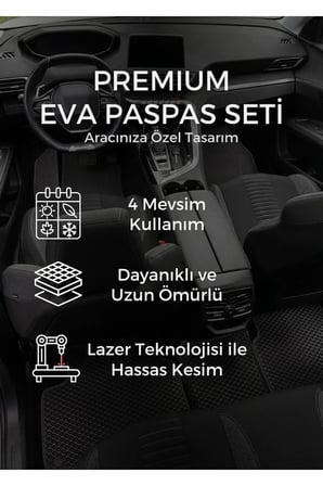 Toyota Hilux 2015 ve sonrası Özelleştirilebilir Premium Eva Oto Paspas Seti - Siyah