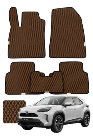 Toyota Yaris Cross 2020 ve sonrası Özelleştirilebilir Premium Eva Oto Paspas Seti - Kahverengi