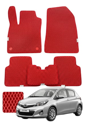 Toyota Yaris HB 2011-2020 Özelleştirilebilir Premium Eva Oto Paspas Seti - Kırmızı