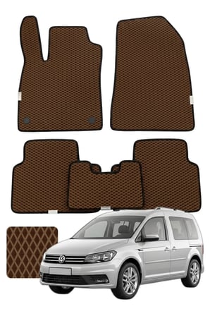 Volkswagen Caddy 2003-2020 2K Özelleştirilebilir Premium Eva Oto Paspas Seti - Kahverengi