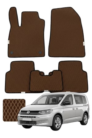 Volkswagen Caddy 2020 ve sonrası SB Özelleştirilebilir Premium Eva Oto Paspas Seti - Kahverengi