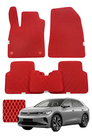 Volkswagen iD.6 2021 ve sonrası - Özelleştirilebilir Premium Eva Oto Paspas Seti - Kırmızı
