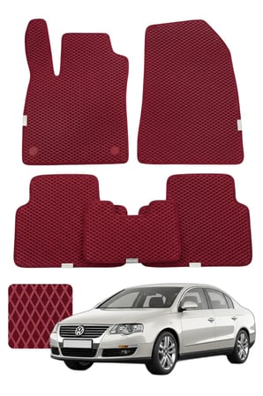 Volkswagen Passat 2005-2010 B6 Özelleştirilebilir Premium Eva Oto Paspas Seti - Bordo