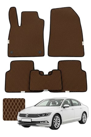 Volkswagen Passat 2014-2023 B8 Özelleştirilebilir Premium Eva Oto Paspas Seti - Kahverengi