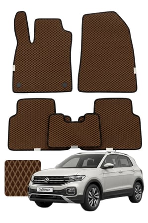 Volkswagen T-Cross 2018 ve sonrası - Özelleştirilebilir Premium Eva Oto Paspas Seti - Kahverengi