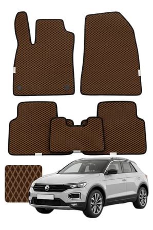 Volkswagen T-Roc 2017 ve sonrası A11 Özelleştirilebilir Premium Eva Oto Paspas Seti - Kahverengi