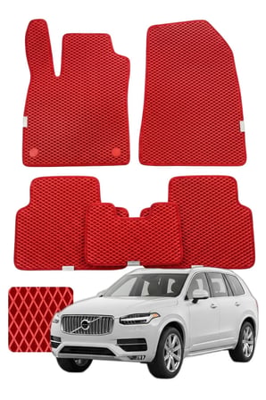 Volvo XC90 2015 ve sonrası Özelleştirilebilir Premium Eva Oto Paspas Seti - Kırmızı