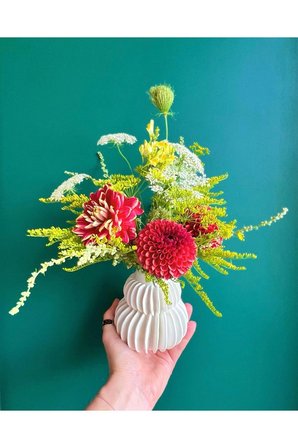 Seramik Vazo Modern Dekoratif Beyaz Salon Konsol Dekoru 14 Cm