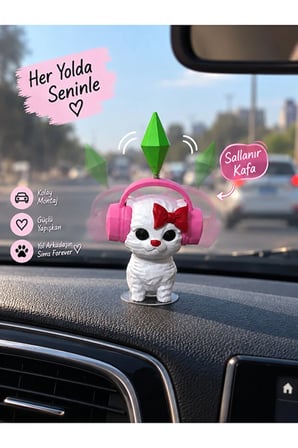  Viral PlumBob Kristalli Sims Forever Sallanan Kafalı Kulaklıklı Kedi Dans Eden Kedi Masaüstü Dekorasyon