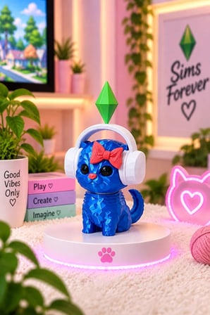  Viral PlumBob Kristalli Sims Forever Sallanan Kafalı Kulaklıklı Kedi Dans Eden Kedi Masaüstü Dekorasyon