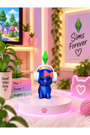  Viral PlumBob Kristalli Sims Forever Sallanan Kafalı Kulaklıklı Kedi Dans Eden Kedi Masaüstü Dekorasyon