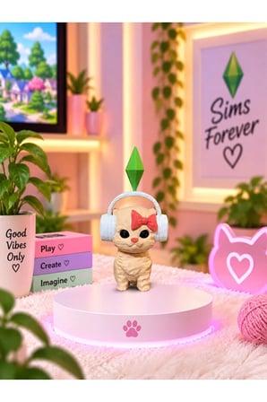  Viral PlumBob Kristalli Sims Forever Sallanan Kafalı Kulaklıklı Kedi Dans Eden Kedi Masaüstü Dekorasyon