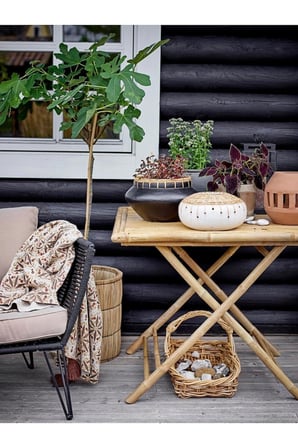 Siyah Rattan Dikişli El Yapımı Vazo Minimalist Salon Konsol Sehpa Dekoru