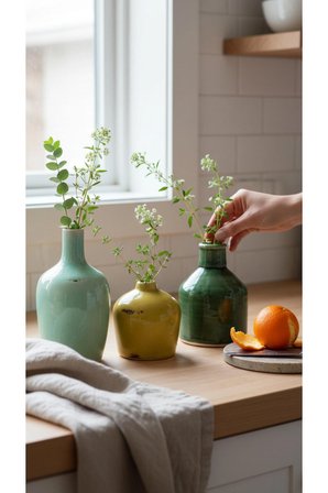 4'lü Terracotta Dekoratif Vazo Seti Boho Mini Salon & Konsol Vazoları