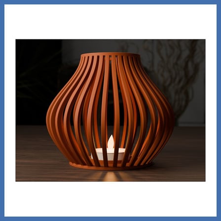 Bezos 3D Baskı Oluklu Dalga Formlu Fener Tealight Mumluk Heykelsi Dekoratif Mum Tutucu EVCEM