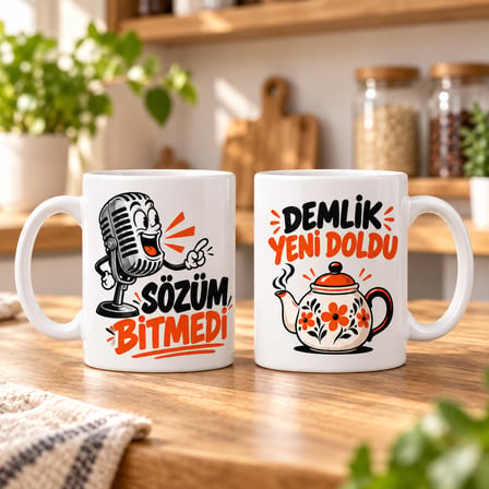 Bezos Söz Sırası 2'li Porselen Kupa Seti - MODEL 844 EVCEM
