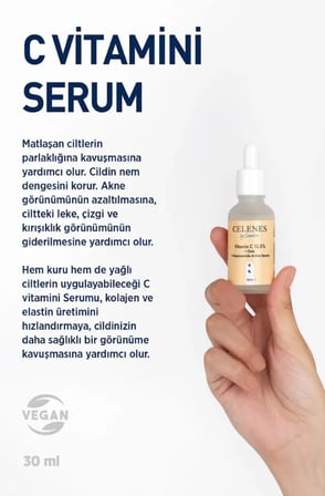 Bezos Celenes Aydınlatıcı ve Cilt Tonu Eşitleyici Rena C Vitamini Serum - Yulaf Özü + Niacinamide 30 ml EVCEM