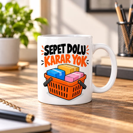 Bezos Alışveriş Mantığı Tasarımlı Porselen Kupa - MODEL 837 EVCEM