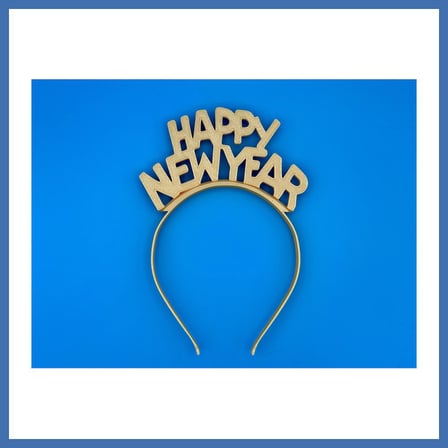 Bezos 3D Baskı Happy New Year Yazılı Yılbaşı Saç Bandı Parti Aksesuarı Yeni Yıl Taç Bandı EVCEM