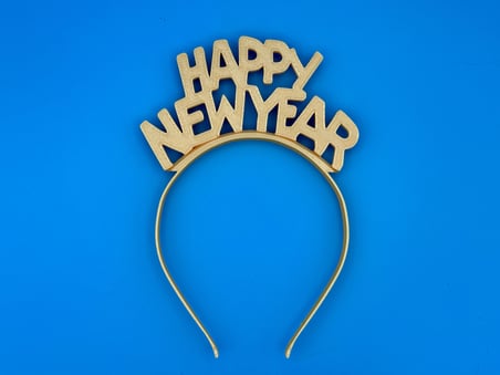 Bezos 3D Baskı Happy New Year Yazılı Yılbaşı Saç Bandı Parti Aksesuarı Yeni Yıl Taç Bandı EVCEM