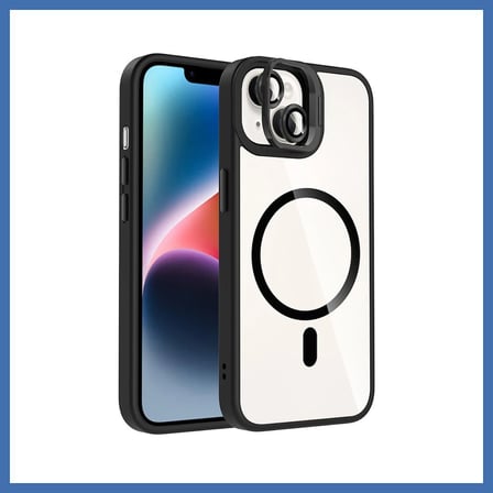 Bezos Joko iPhone 13 Remim Lensli Magsafe Standlı Kapak - Siyah EVCEM