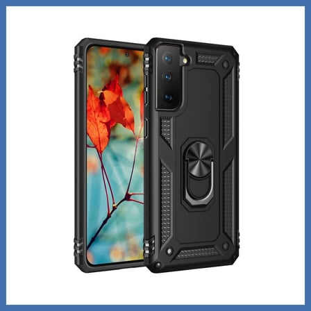 Bezos Samsung Galaxy S21 Plus Kılıf Sofya Yüzüklü Silikon Kapak - Siyah EVCEM