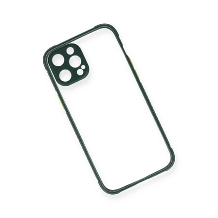 Bezos iPhone 12 Pro Kılıf Miami Şeffaf Silikon - Koyu Yeşil EVCEM