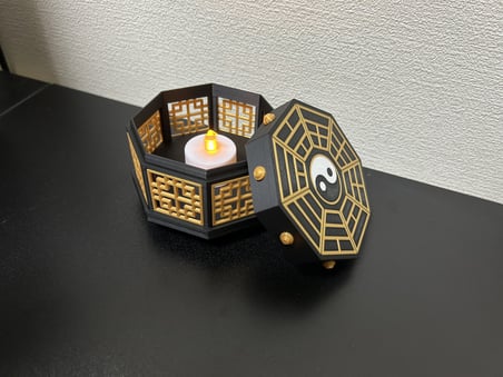 Bezos 3D Baskı Oryantal Bagua Fener Tealight Mumluk Çok Parçalı Dekoratif Mum Feneri EVCEM