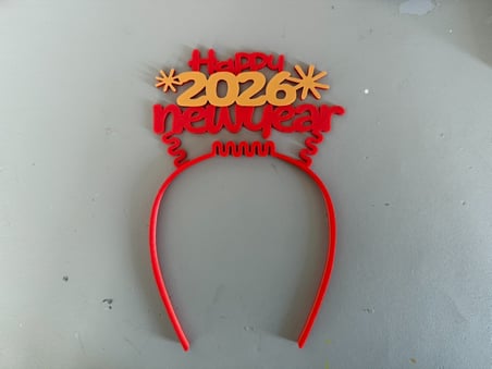 Bezos 3D Baskı 2026 Happy New Year Yazılı Saç Bandı Yılbaşı Parti Aksesuarı (2027 Yapılabilir) EVCEM