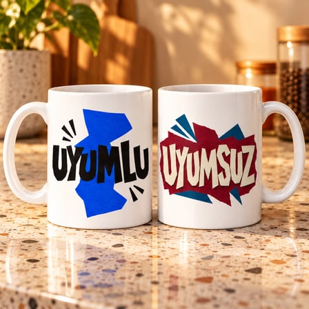 Bezos Uyumlu Uyumsuz 2'li Porselen Kupa Seti - MODEL 708 EVCEM