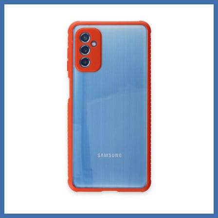 Bezos Samsung Galaxy M52 5G Kılıf Miami Şeffaf Silikon - Kırmızı EVCEM