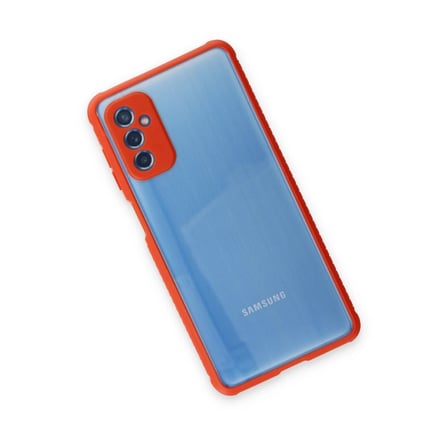 Bezos Samsung Galaxy M52 5G Kılıf Miami Şeffaf Silikon - Kırmızı EVCEM