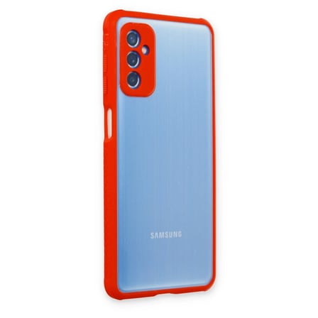 Bezos Samsung Galaxy M52 5G Kılıf Miami Şeffaf Silikon - Kırmızı EVCEM