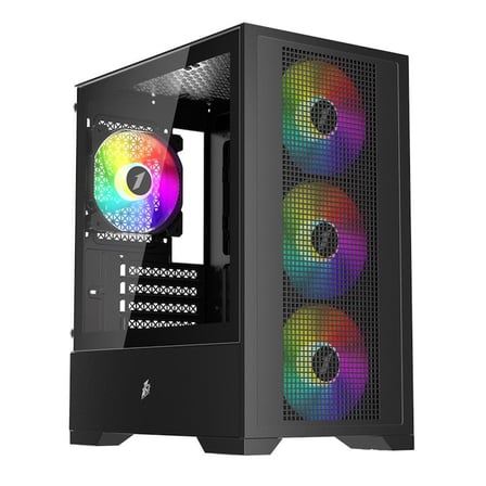 1ST PLAYER GO2 SİYAH 550W 4X12CM RAINBOW FAN TEMPERLİ CAM USB 3.0 M-ATX KASA EVCEM
