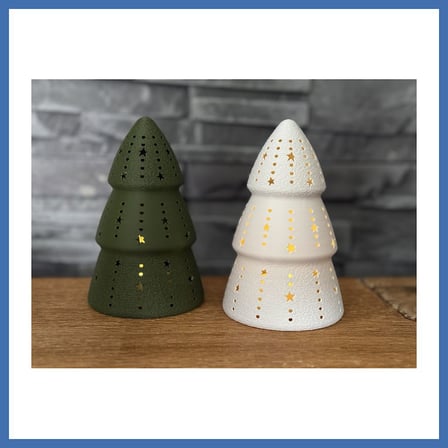 Bezos 3D Baskı Çam Ağacı Formlu Tealight Mumluk Yılbaşı Dekoratif Mum Tutucu EVCEM
