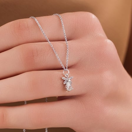 Evçem Ateş Böceği Figürlü Zirkon Taşlı Gümüş Kaplama Kolye, Zarif ve Işıltılı Tasarım EVCEM
