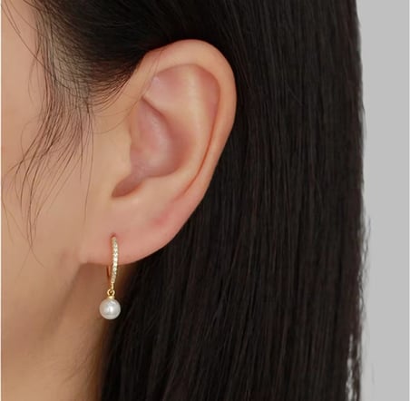 Evçem Zirkon Taşlı Gold 8 mm İnci Küpe – Şık ve Zarif Tasarım |Kararmaz Anti Alerjik EVCEM