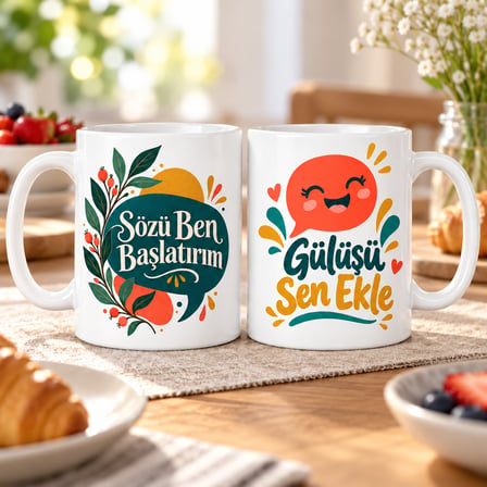 Bezos Sohbetin İki Ucu 2'li Porselen Kupa Seti - MODEL 652 EVCEM
