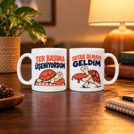 Bezos Birlikte Üşenmek 2'li Porselen Kupa Seti - MODEL 809 EVCEM