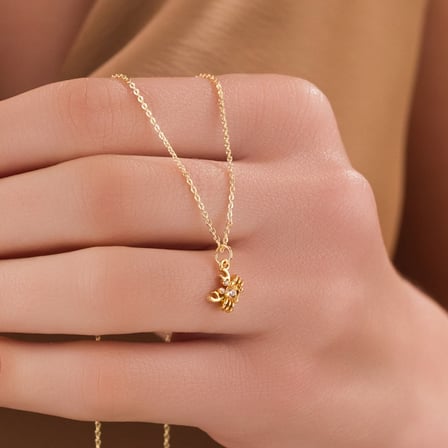 Evçem Minimal Yengeç Figürlü Zirkon Taşlı Altın Kaplama Kadın Kolye EVCEM