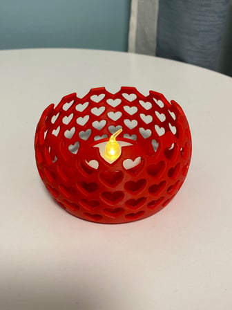 Bezos 3D Baskı Kalp Işık Yansımalı Tealight Mumluk Romantik Dekoratif Mum Tutucu EVCEM