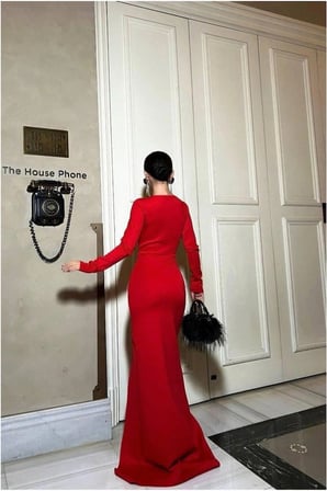 Bezos Scuba Kumaş Abiye Kruvaze Yaka Esnek Büzgülü Elbise · Renk: Mor · Beden: L EVCEM